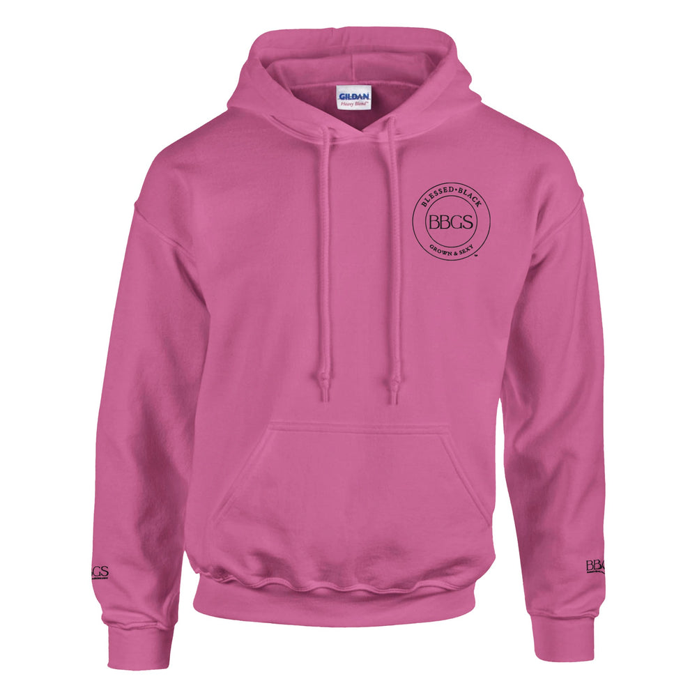 Official BBGS Pullover Hoodie lifestyle image featuring the Grown & Sexy logo.
